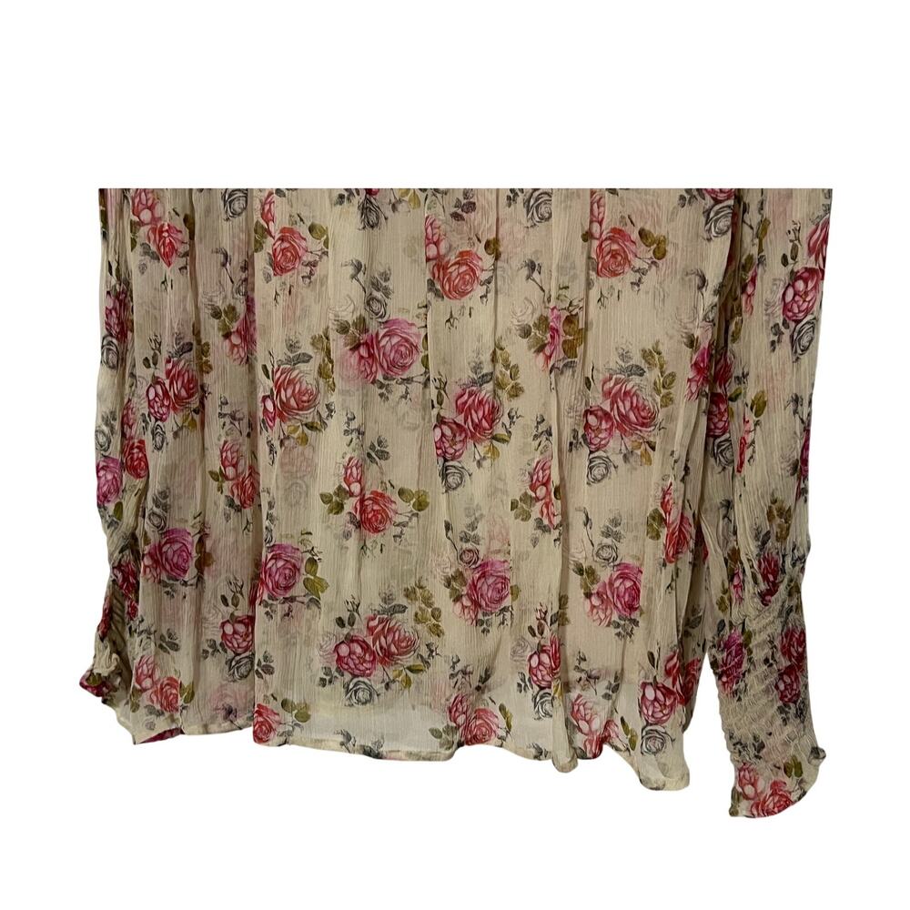 Sundance Small Amelia Floral Sheer Blouse Bohemian Ruffled Sleeves Button-up - Picture 8 of 13